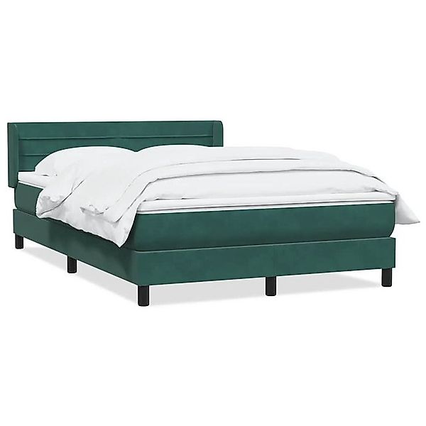 vidaXL Boxspringbett, Boxspringbett mit Matratze Dunkelgrün 140x220 cm Samt günstig online kaufen
