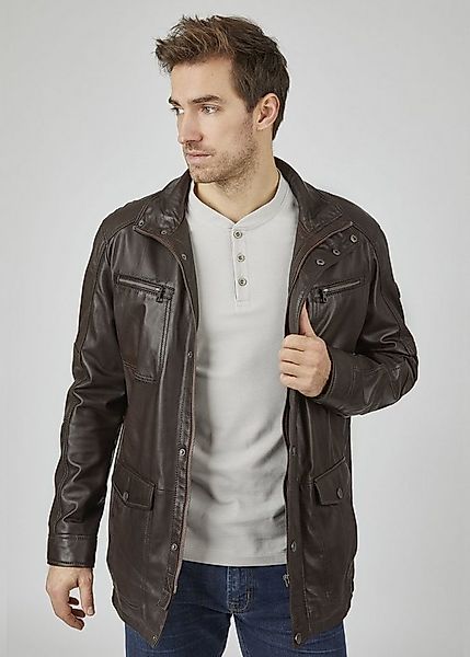bugatti Lederjacke BUDAVID (1-St) mit Pattentaschen und Abdeckleiste günstig online kaufen