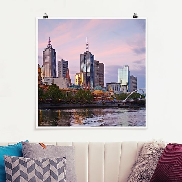 Poster - Quadrat Melbourne im Sonnnenuntergang günstig online kaufen