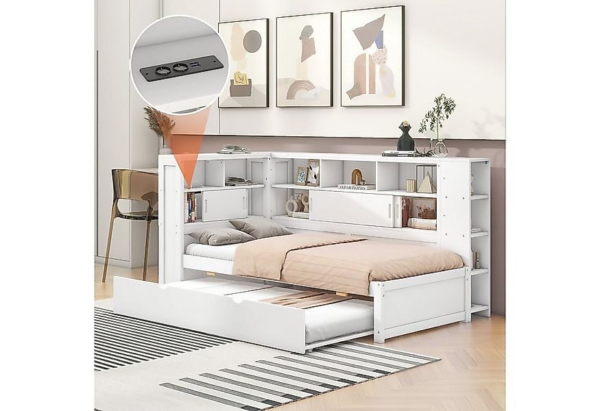 HAUSS SPOLE Stauraumbett 90x200cm mit Ausziehbett(90x190cm),Staufach und US günstig online kaufen
