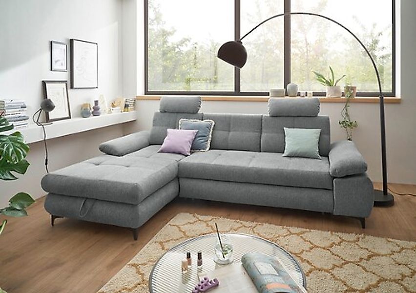 ED EXCITING DESIGN Ecksofa »Altona L-Form« mit Bettfunktion, Bettkasten, Ar günstig online kaufen