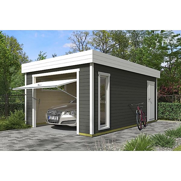 Lasita Garage Bahamas 2 mit Schwingtor 360 cm x 540 cm Grau-Grün günstig online kaufen