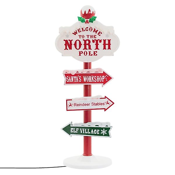 ECD Germany LED Weihnachtsdeko Wegweiser 95 cm 59 LEDs Nordpol Schild günstig online kaufen