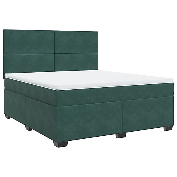 vidaXL Boxspringbett mit Matratze Dunkelgrün 180x200 cm Samt 3290975 günstig online kaufen