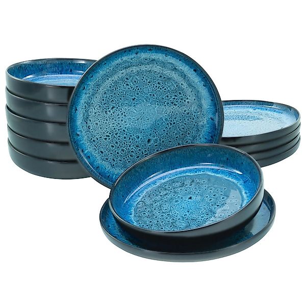 CreaTable Tafelservice Nordic Fjord blau Steinzeug 12 tlg. günstig online kaufen