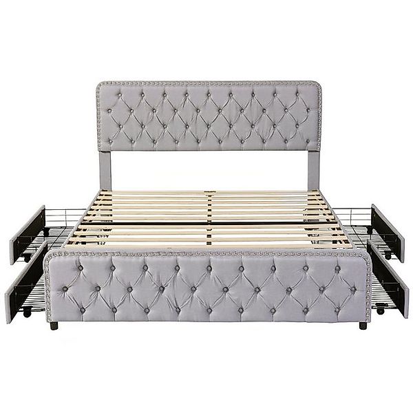 Rutaqian Stauraumbett Moderne Polsterbett Doppelbett mit 4 Schubladen, 3 Gr günstig online kaufen