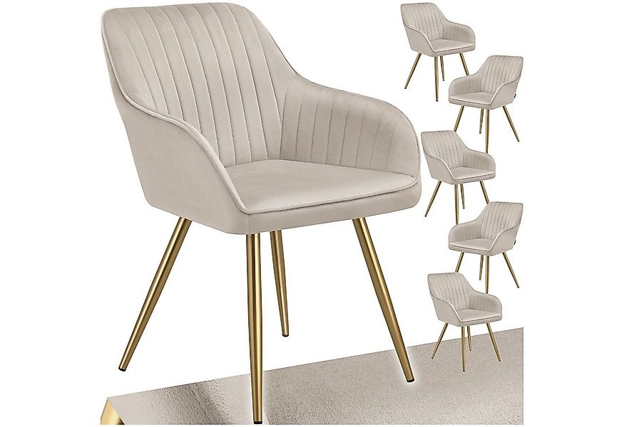 tectake Esszimmerstuhl Stuhl Marilyn, Samtoptik, gesteppt (Set, 6 St), Extr günstig online kaufen