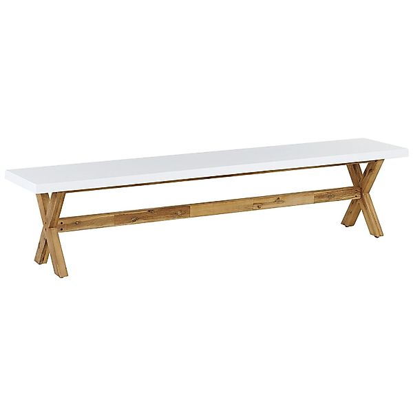Beliani Gartenbank OLBIA Weiss Heller Holzfarbton 40x200x45 günstig online kaufen