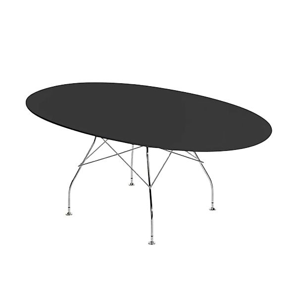 Kartell - Glossy Esstisch oval Gestell Stahl verchromt - schwarz/Polyester günstig online kaufen
