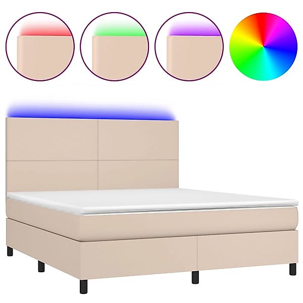 vidaXL Boxspringbett mit Matratze & LED Cappuccino-Braun 160x200cm 3135836 günstig online kaufen