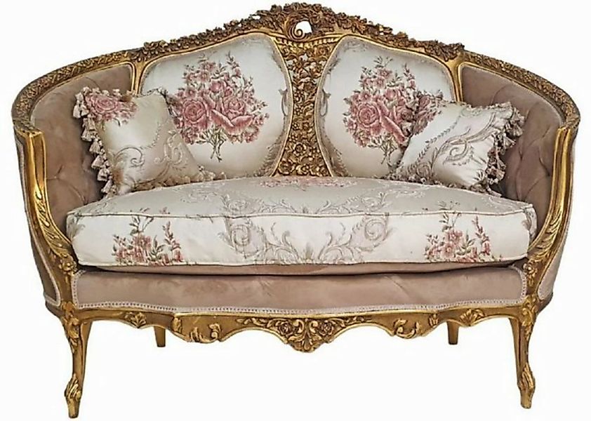 Casa Padrino Sofa Casa Padrino Barock Sofa Braun / Mehrfarbig / Antik Gold günstig online kaufen