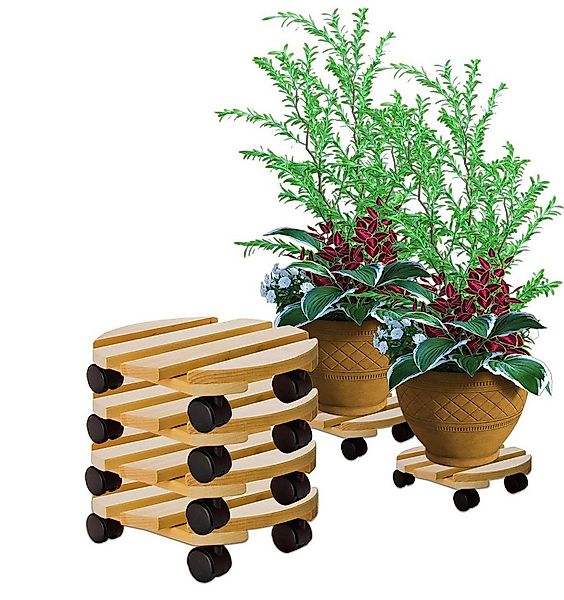 BigDean Blumentopfuntersetzer Pflanzenroller rund Buchenholz Holz 30cm 120K günstig online kaufen