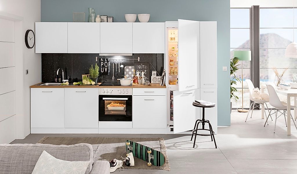 KOCHSTATION Küchenzeile »KS-Kehl«, mit E-Geräten, Breite 330 cm, inkl. Kühl günstig online kaufen