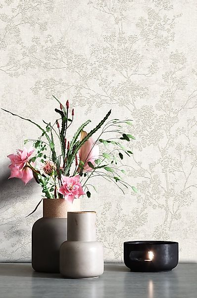 Newroom Vliestapete, Creme Tapete Blumen Floral günstig online kaufen