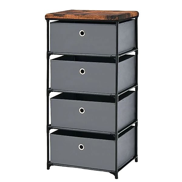 Costway Nachttisch mit 4 Schubladen Metallrahmen Grau günstig online kaufen