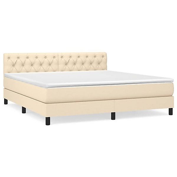 vidaXL Boxspringbett Boxspringbett mit Matratze Creme 160x200 cm Stoff Bett günstig online kaufen