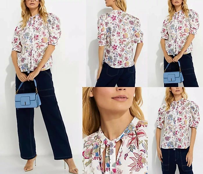Ralph Lauren T-Shirt POLO RALPH LAUREN Floral Crepe Linen Tie-neck Blouse T günstig online kaufen
