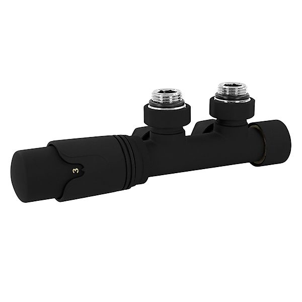 LuxeBath Anschlussgarnitur Badheizkörper Mittel Eckform Schwarz günstig online kaufen