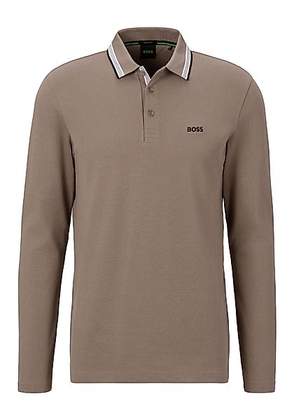 BOSS GREEN Langarm-Poloshirt Plisy mit Streifen günstig online kaufen