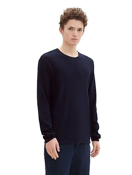 TOM TAILOR Denim Strickpullover structured roll edge knit, sky captain blue günstig online kaufen