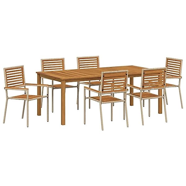 vidaXL Garten Essgruppe 7-Tlg Beige Poly Rattan 3365525 günstig online kaufen
