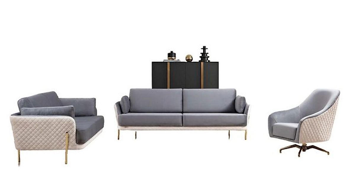 Xlmoebel Sofa Set aus Luxus-Sofagarnitur mit 3+3+1 Sitzen aus Stoff, Herges günstig online kaufen