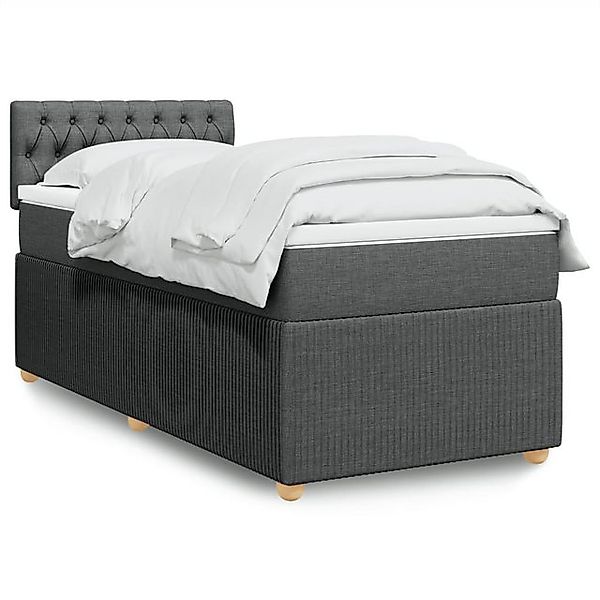 vidaXL Bettgestell Boxspringbett mit Matratze Dunkelgrau 100x200 cm Stoff B günstig online kaufen