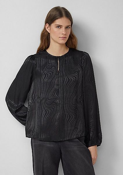 s.Oliver Langarmbluse Bluse Fließende Jacquardbluse mit Raffung günstig online kaufen