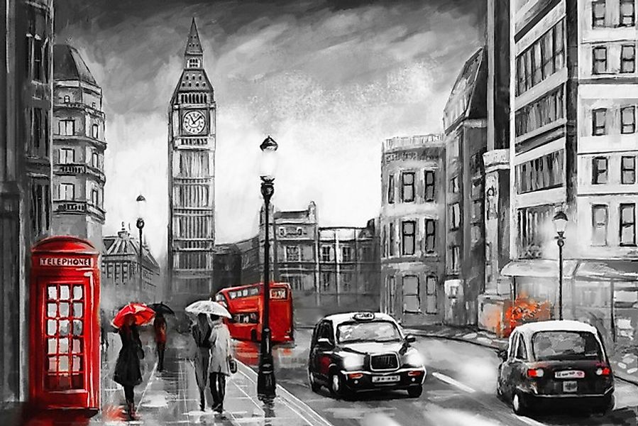 PLACES OF STYLE Leinwandbild »London« Fahrzeuge   Kunst   London   Menschen günstig online kaufen