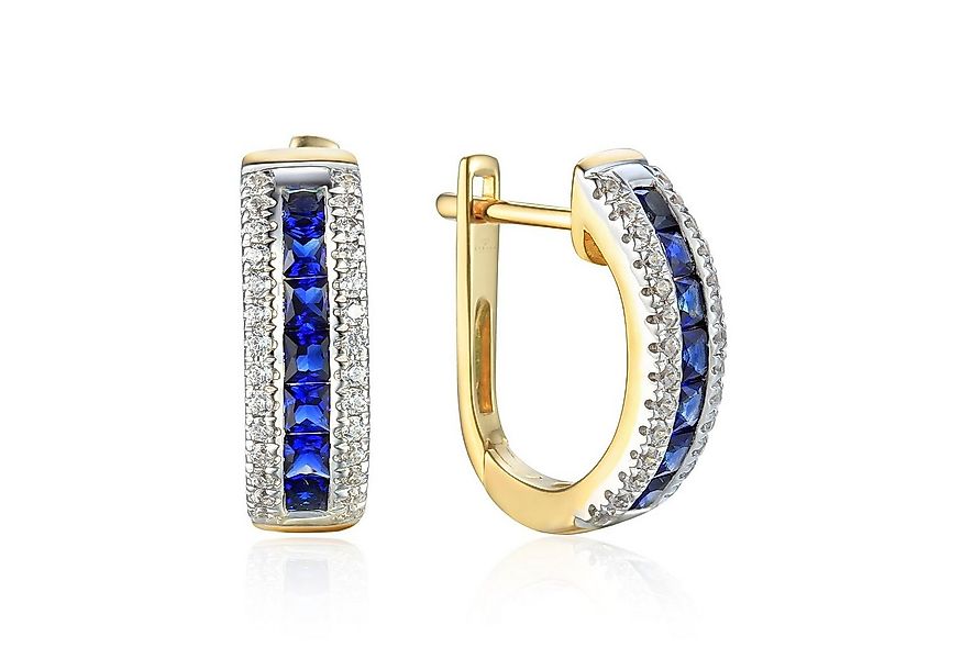 Stella-Jewellery Paar Ohrhänger 585er Gelbgold Ohrringe synth. Saphir 0,78 günstig online kaufen