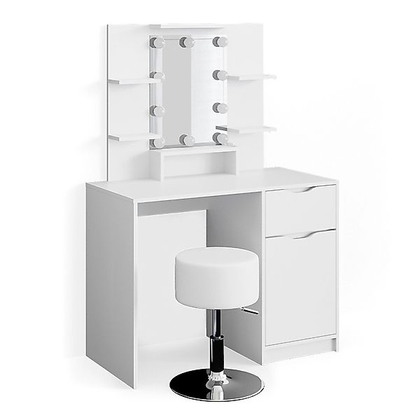 Vicco Schminktisch Ruben Little Weiß 100 cm mit LED Beleuchtung und Hocker günstig online kaufen