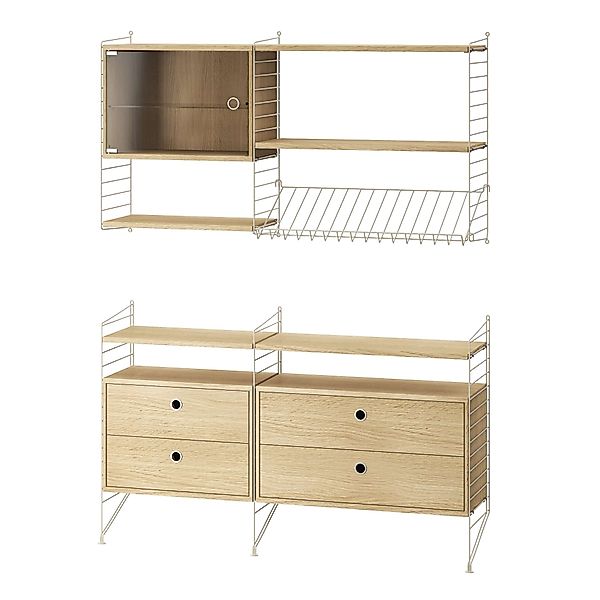 Wohnkombination Sideboard/Wandregal Beige Eiche günstig online kaufen