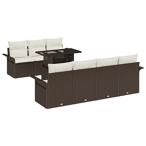 vidaXL Loungesofa 8-tlg. Garten-Sofagarnitur mit Kissen Braun Poly Rattan, günstig online kaufen