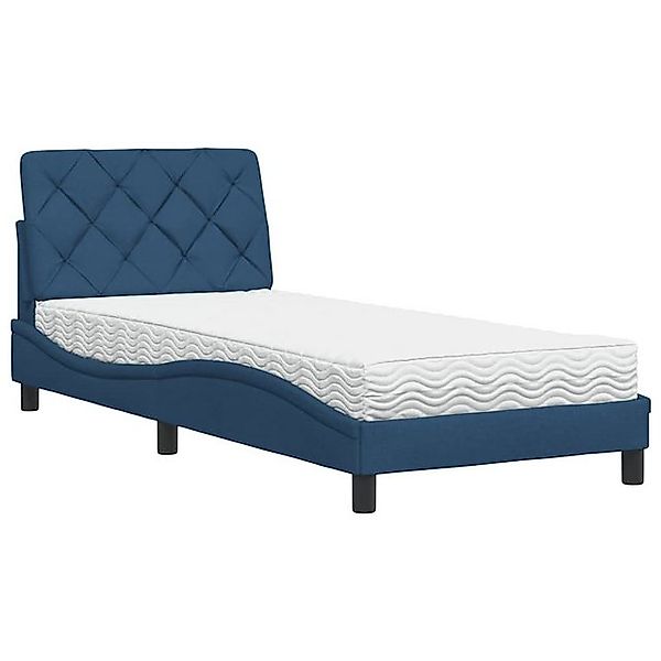 vidaXL Bett Bett mit Matratze Blau 90x200 cm Stoff günstig online kaufen
