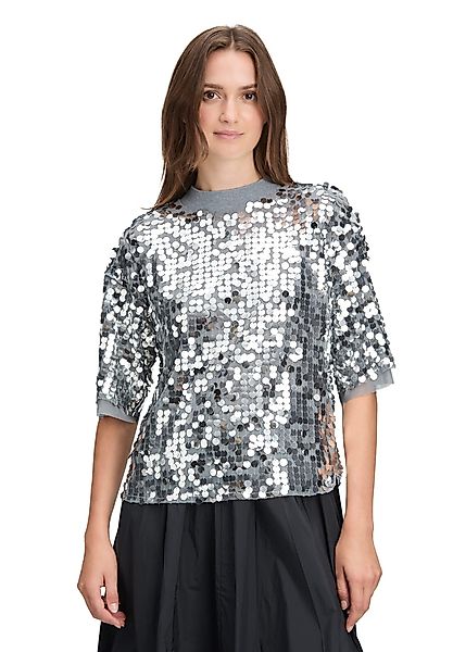 Cartoon Kurzarmshirt Damen Pailletten-Pullover mit Rippbündchen günstig online kaufen