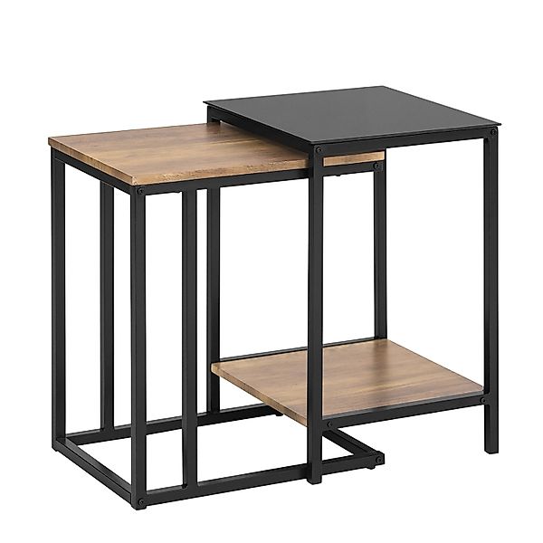 SoBuy 2er Set Beistelltisch Satztisch Couchtisch Stapelbar Schwarz FBT99-F günstig online kaufen