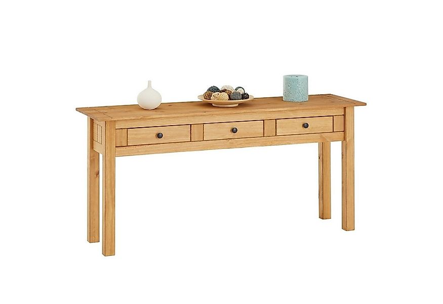 CARO-Möbel Konsolentisch CANCUN, Schmaler Flurtisch mit 3 Schubladen, Kiefe günstig online kaufen