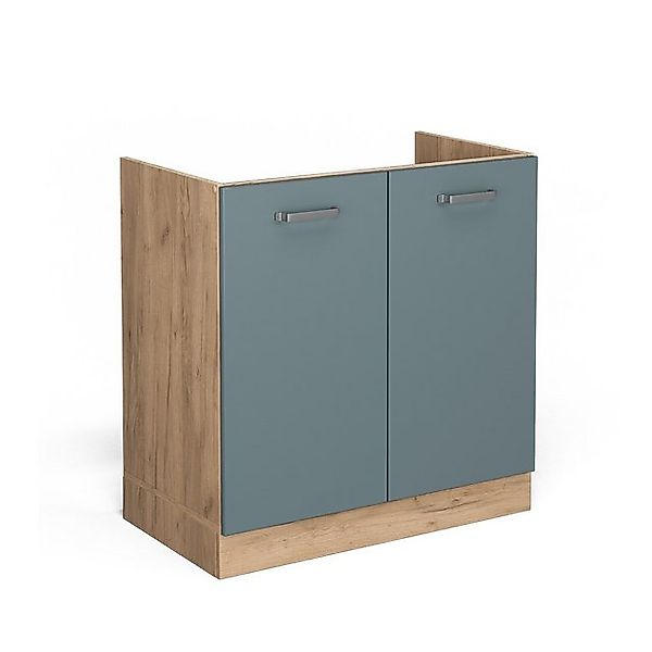 Vicco Spülenunterschrank R-Line, Blau-Grau/Goldkraft Eiche, 80 cm ohne Arbe günstig online kaufen