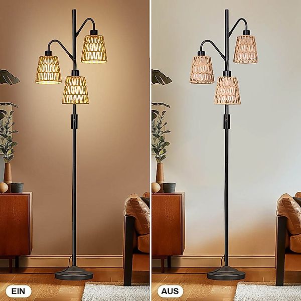 MUPOO Stehlampe LED Stehlampe,Rattan Boho LED günstig online kaufen