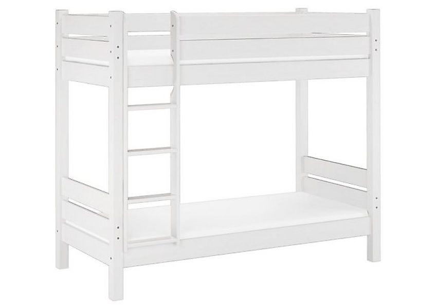 ERST-HOLZ Etagenbett Stabiles Kieferstockbett Weiß 100 x 220 2 Rollroste 2 günstig online kaufen
