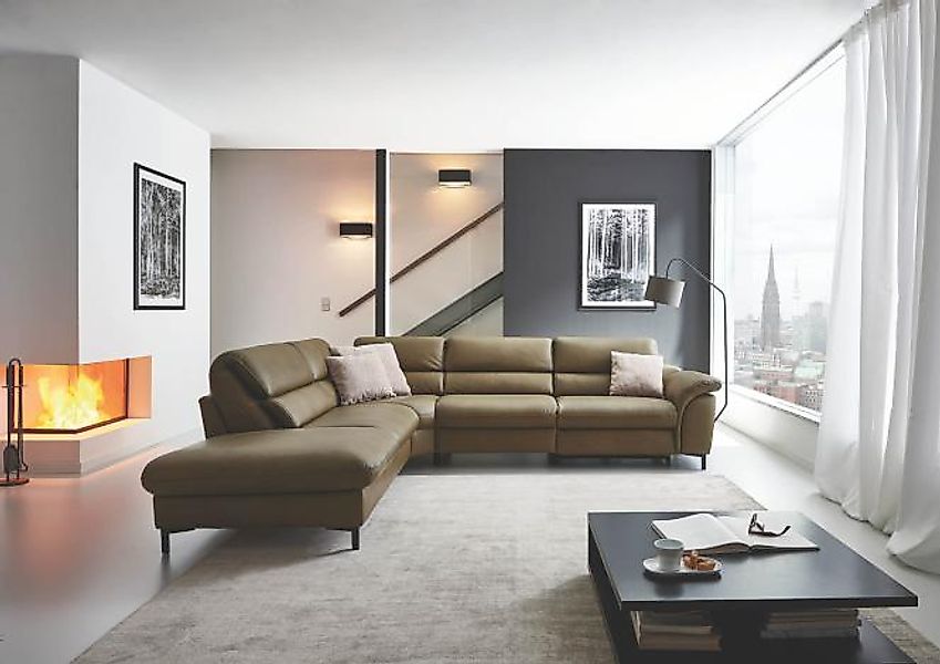 Ecksofa Leder Moos Grün 246 x 280 cm von Hukla Hillsboro günstig online kaufen