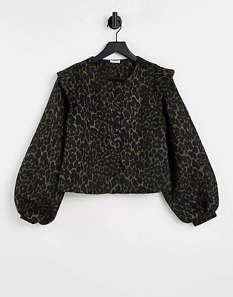 Noisy May – Ela – Jacke mit Puffärmeln, Schulterdetail und dunklem Leoparde günstig online kaufen