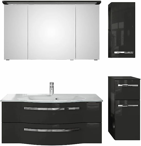 Saphir Badmöbel-Set "Serie 4005, vormontiert, Glaswaschbecken, Spiegelschra günstig online kaufen