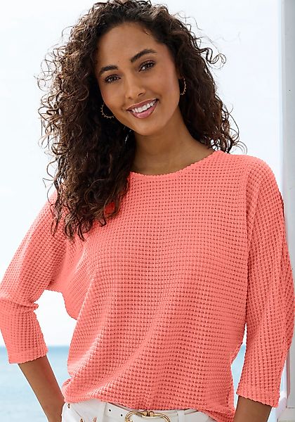 Vivance 3/4-Arm-Shirt "aus bügelfreiem Waffelstrick" aus bügelfreier Strick günstig online kaufen