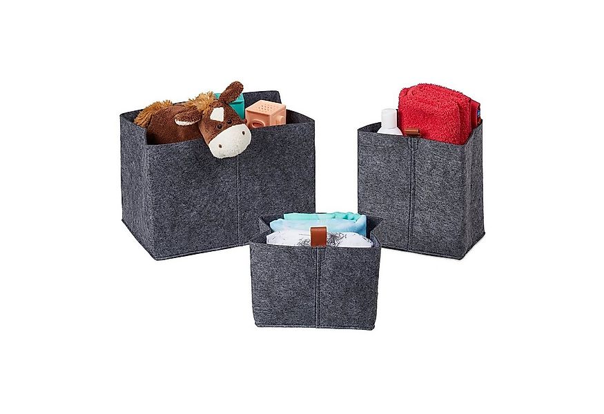 relaxdays Aufbewahrungsbox Aufbewahrungskorb Set in 3 Größen günstig online kaufen