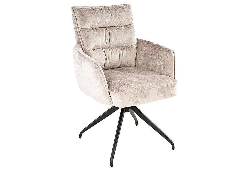 Home4You Esszimmerstuhl, Beige, Schwarz, Webstoff, Metallgestell, (1 St), 3 günstig online kaufen