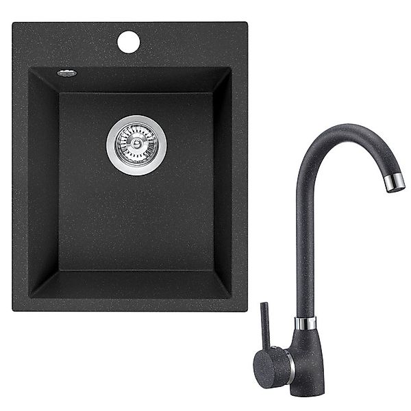 manestein Granitspüle Aura Granit Küchenspüle mit Armatur und Siphon 39x48c günstig online kaufen