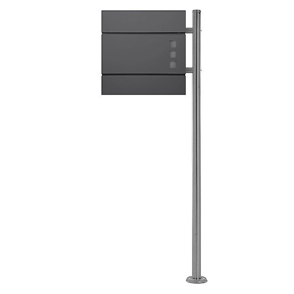ECD Germany Standbriefkasten Anthrazit mit Zeitungsfach und Pfosten Silber günstig online kaufen