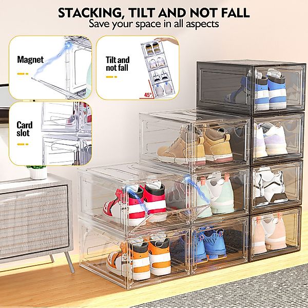 POPOLIC Schuhkiste Schuhbox Schuh-Organizer, Stapelbare Schuhaufbewahrungsb günstig online kaufen