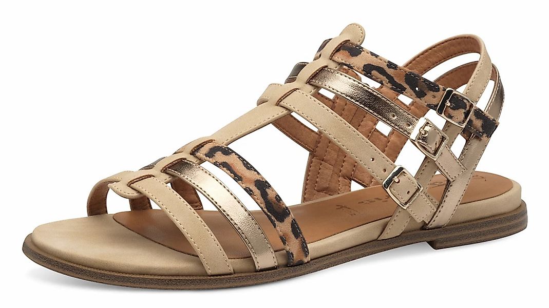 Tamaris Riemchensandale, Sandalette, Sommerschuh mit Besatz in Leo- und Met günstig online kaufen